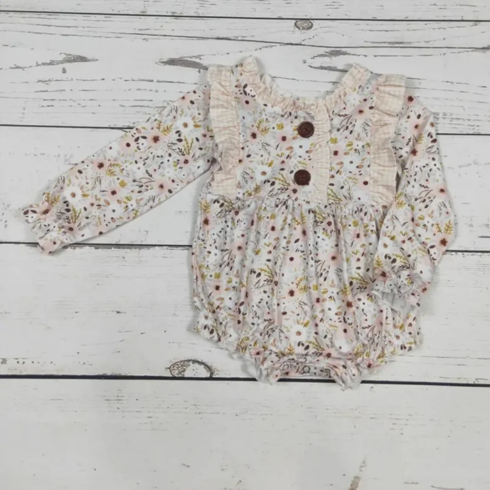 Sassy Kids Floral Ruffle Bubble Sz 6-12M